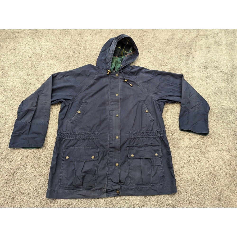 Vintage‎ Charter Club by Jane Justin Jacket Mens Large Blue Hooded Cotton Snap